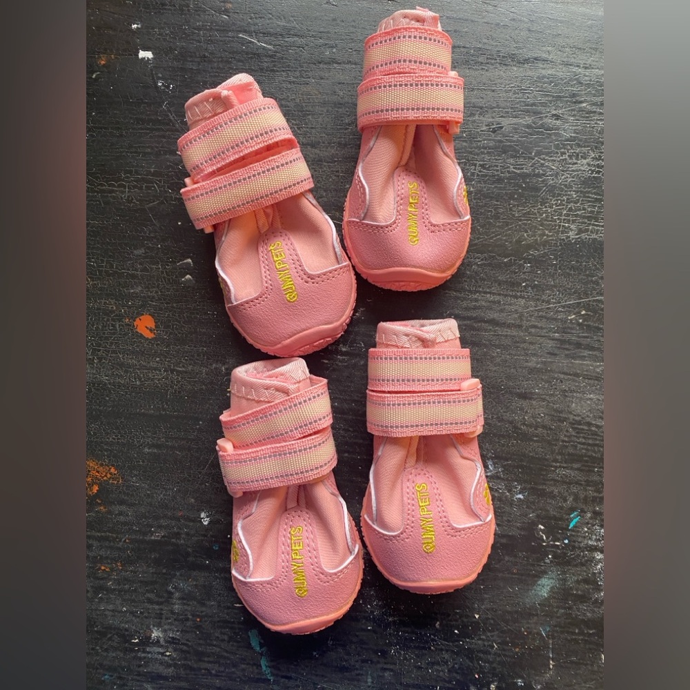 pink dog shoes
